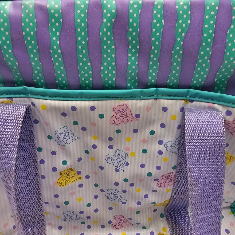 Vintage Vinyl Ross Pediatrics Similac Diaper Bag Teddy Bears Pastel 90s Straps